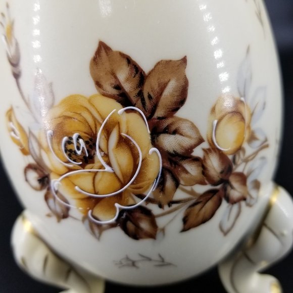 Cracked Egg Footed Napco Ware Vase Dish Planter Porcelain Floral Flower 6H3199/L - Picture 2 of 11